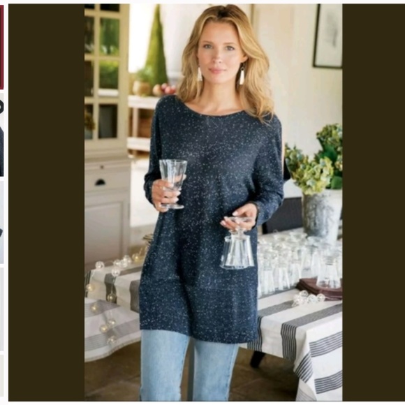 Soft Surroundings Eudora Twinkle Sweater Cold-Shoulder Sz M - Picture 1 of 5